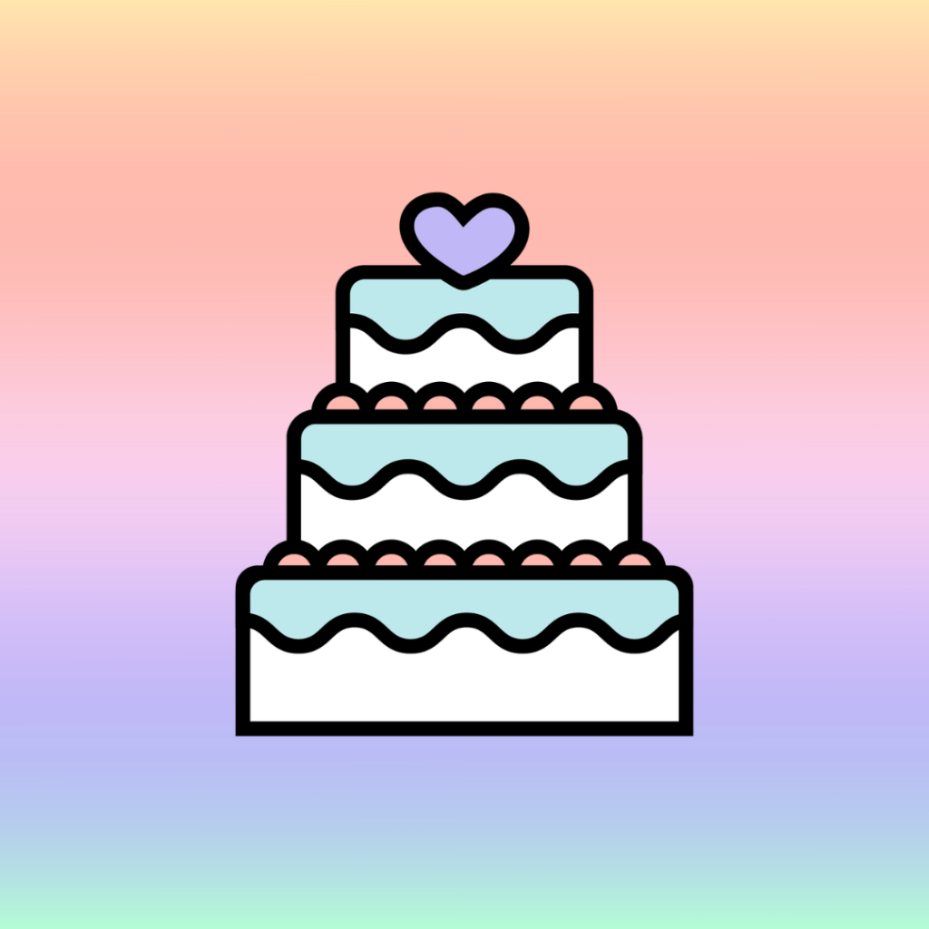 Wedding Cake Icon on rainbow background - Yeti or Knot