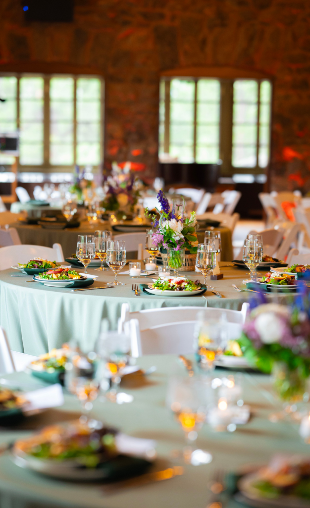 Wedding place settings for reception dinner